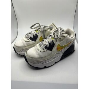 Nike Air Max 90 Toddler Shoes‎ White Yellow Black Graphic Print Size 10C